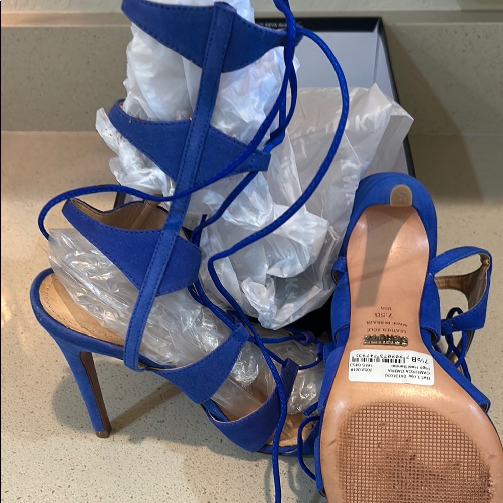 Schultz Cobalt Lace-Up Stiletto Sandals - Picture 3 of 5